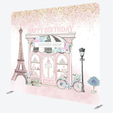 Aperturee - Aperturee French Cafe Happy Birthday Square Tension Backdrop